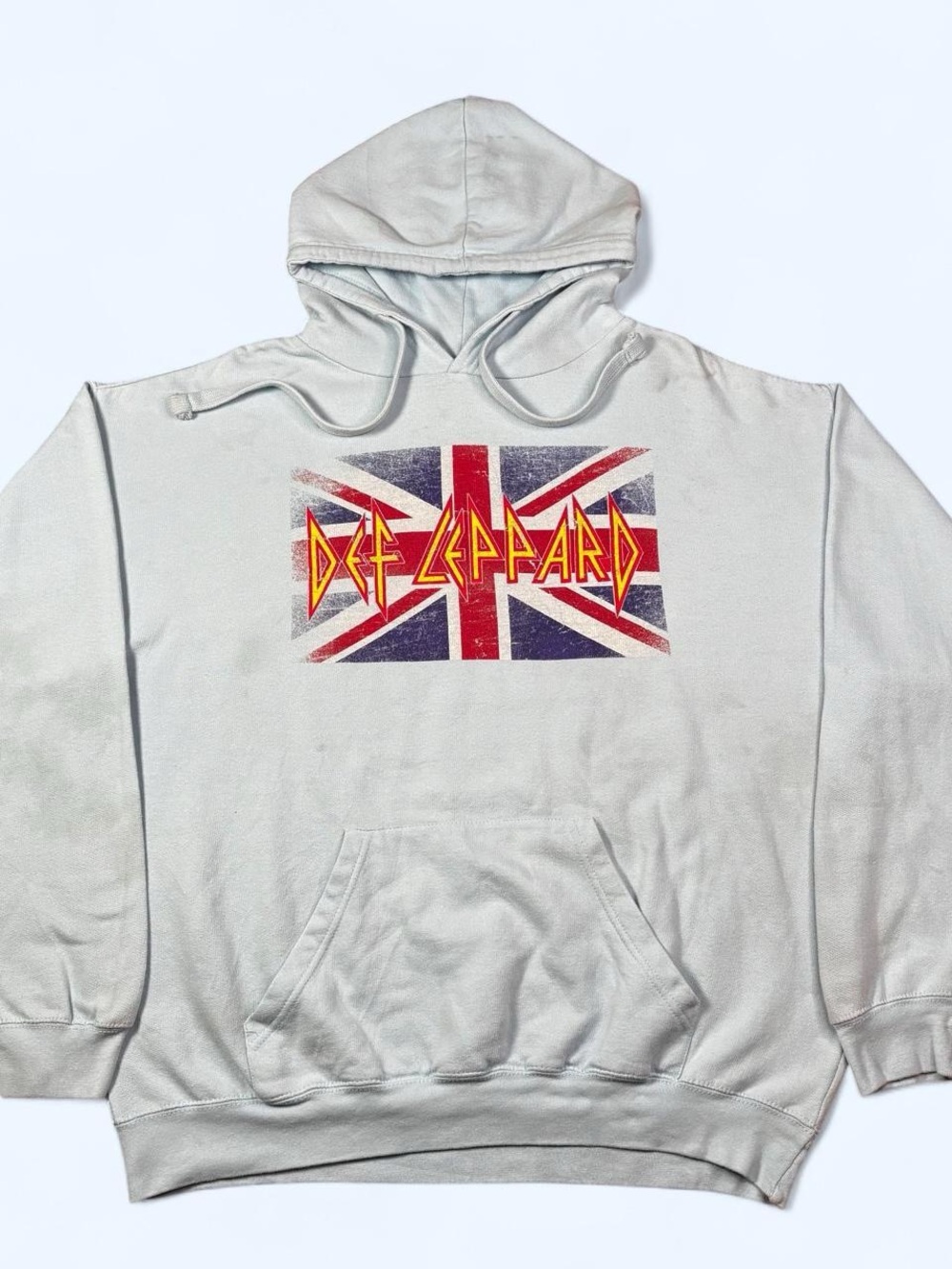 Def Leppard Union Jack Baby Blue Pullover Hoodie XL 2021 Licensed Band Sweater